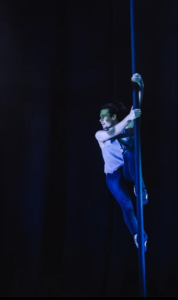 Alfie Sherwood performing on a pole